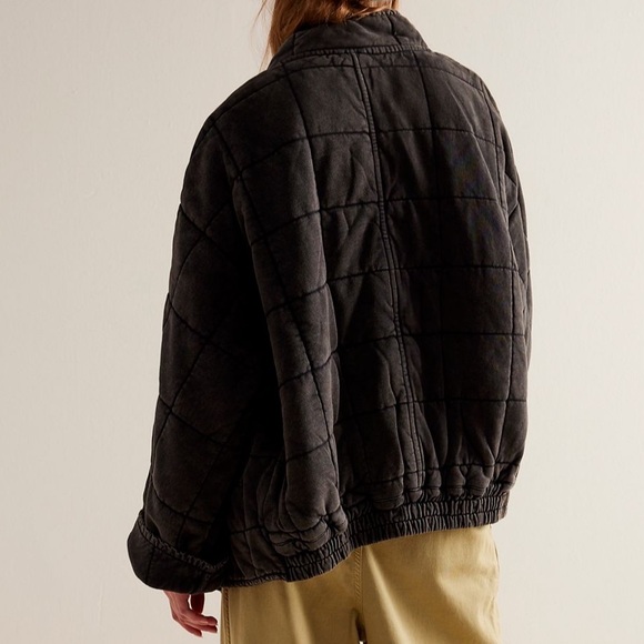 Free People Black Bomber Jacket with Relaxed Fit - Picture 3 of 9